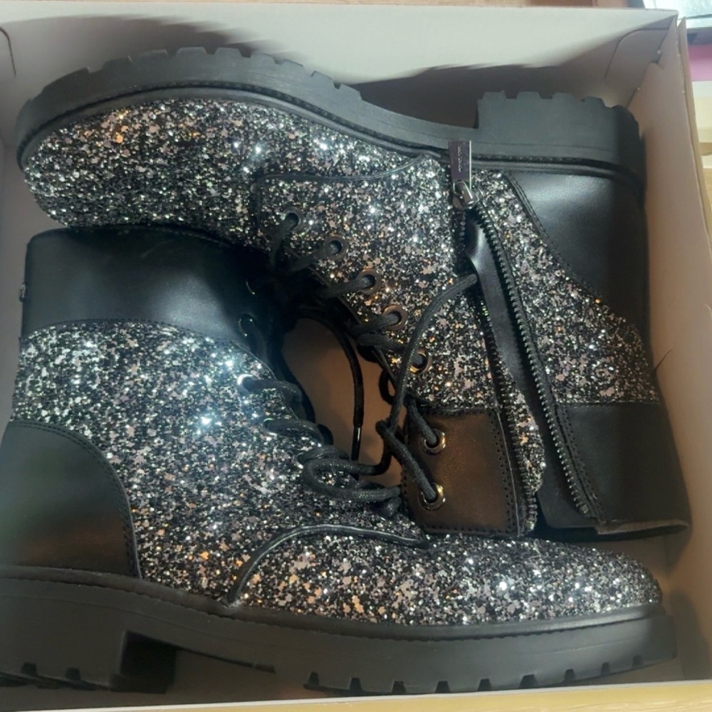 Michael Kors Black and Silver Glitter Women's Boots